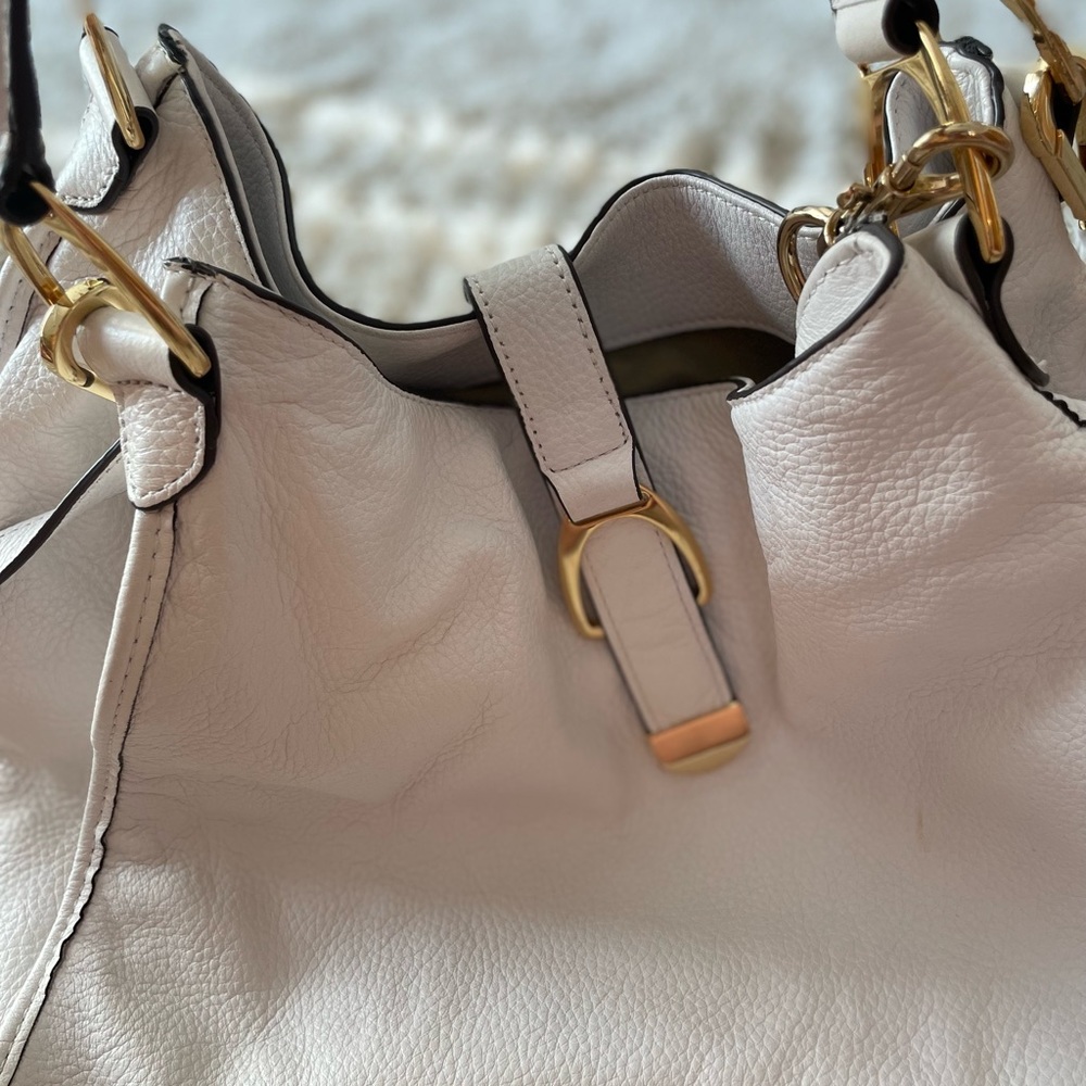 WHITE LEATHER G.I.L.L. HOBO OR CROSS BODY STRAPS WITH REMOVABLE TOSSLE